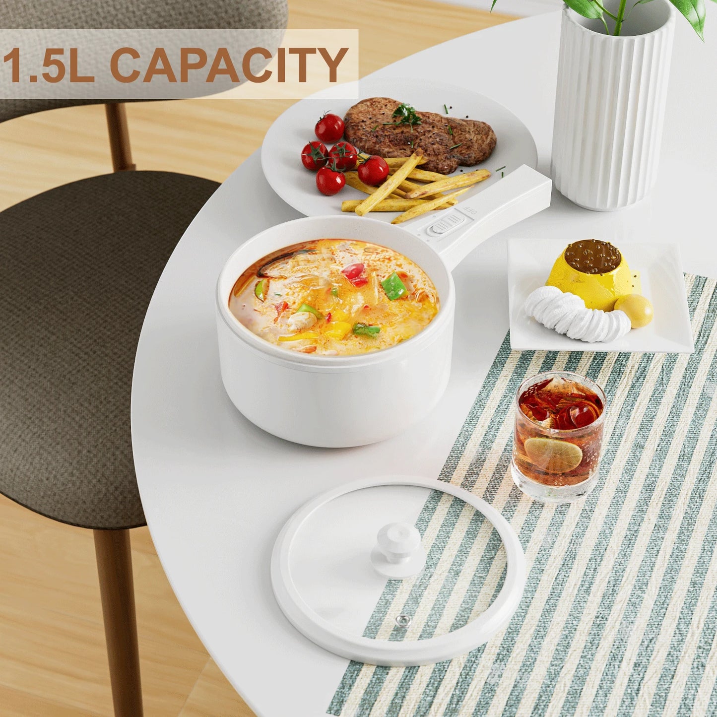 Hot Pot Electric with Steamer, Non-Stick Fryer Pan