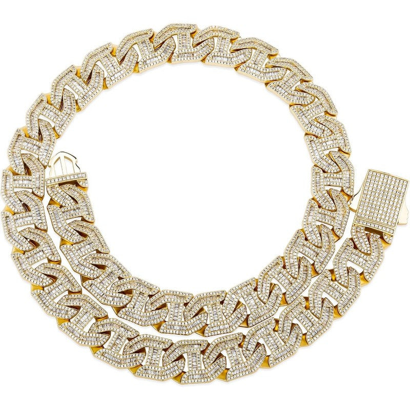 925 Silvery Cuban Chain Necklace, 16mm,