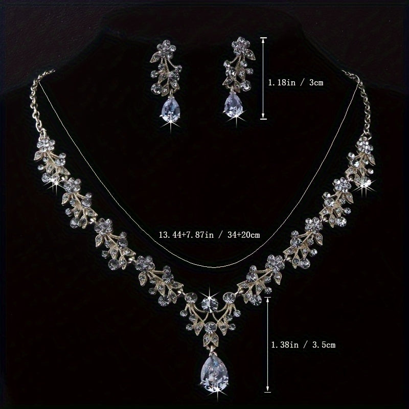 2pcs Elegant Bridal Jewelry Intricate Necklace And Earring Set