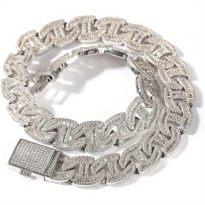 925 Silvery Cuban Chain Necklace, 16mm,