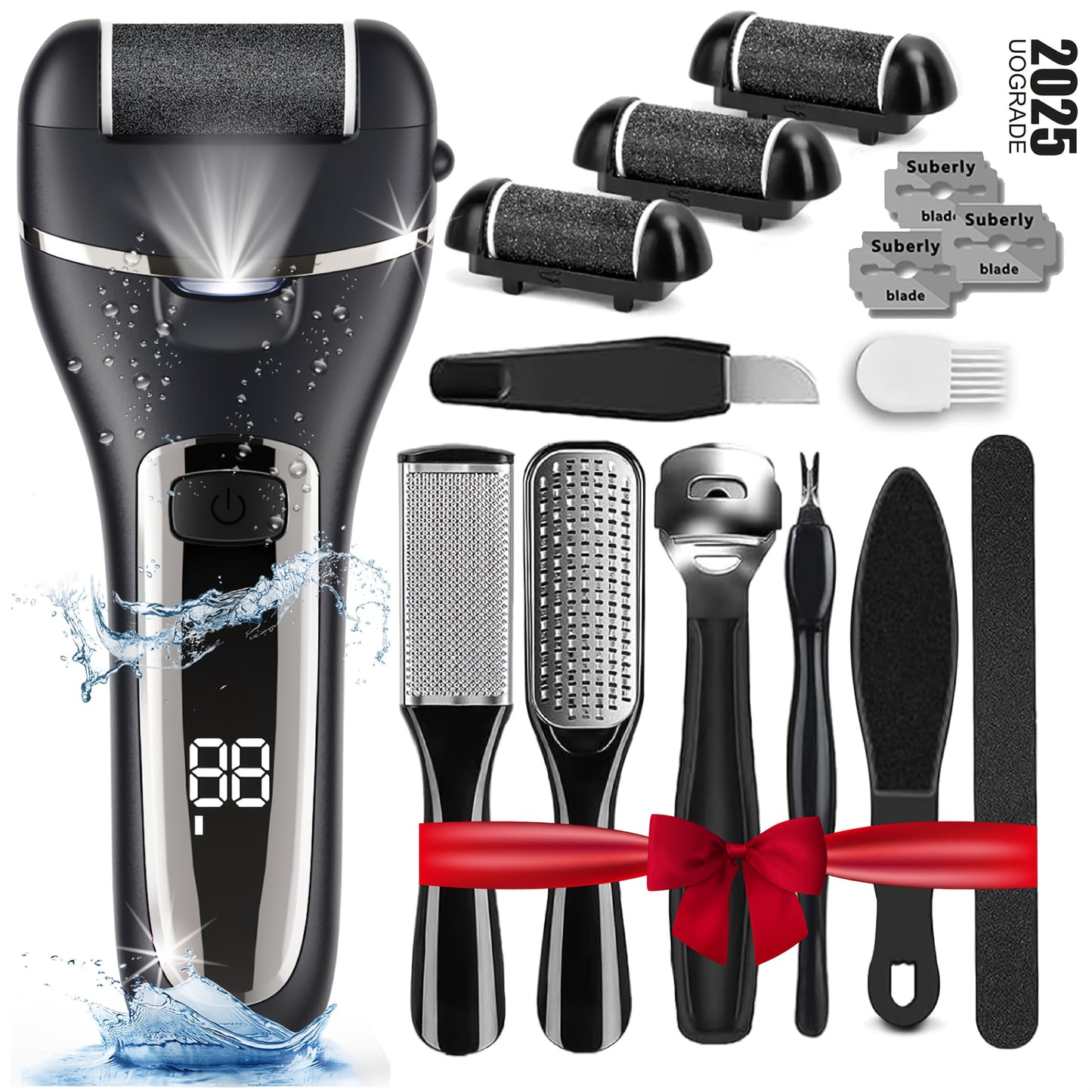 [Rechargeable Callus Remover] 14in1 Rechargeable Electric Feet Callus Remover, Portable Electronic Foot File Pedicure Kits, Foot Scrubber File, , Foot Care  3 Rollers Manicure Nail