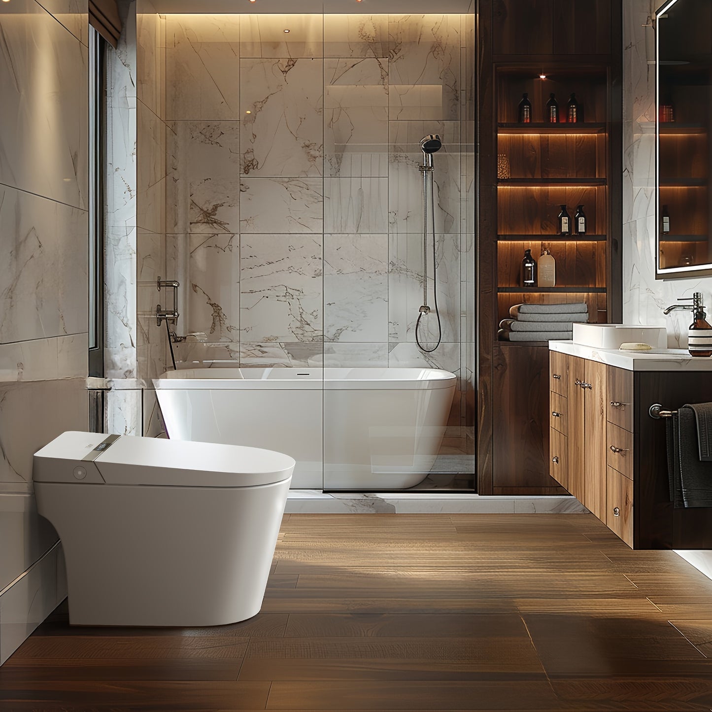 Modern Smart Toilet with Integrated Bidet - Nightlight and heater