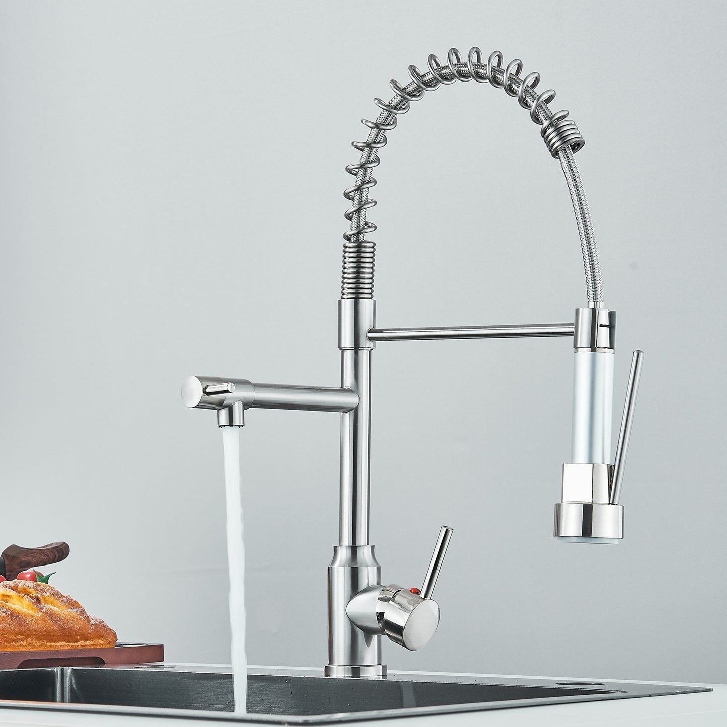 Modern High Arc Kitchen Faucet with Pull-Down Sprayer -