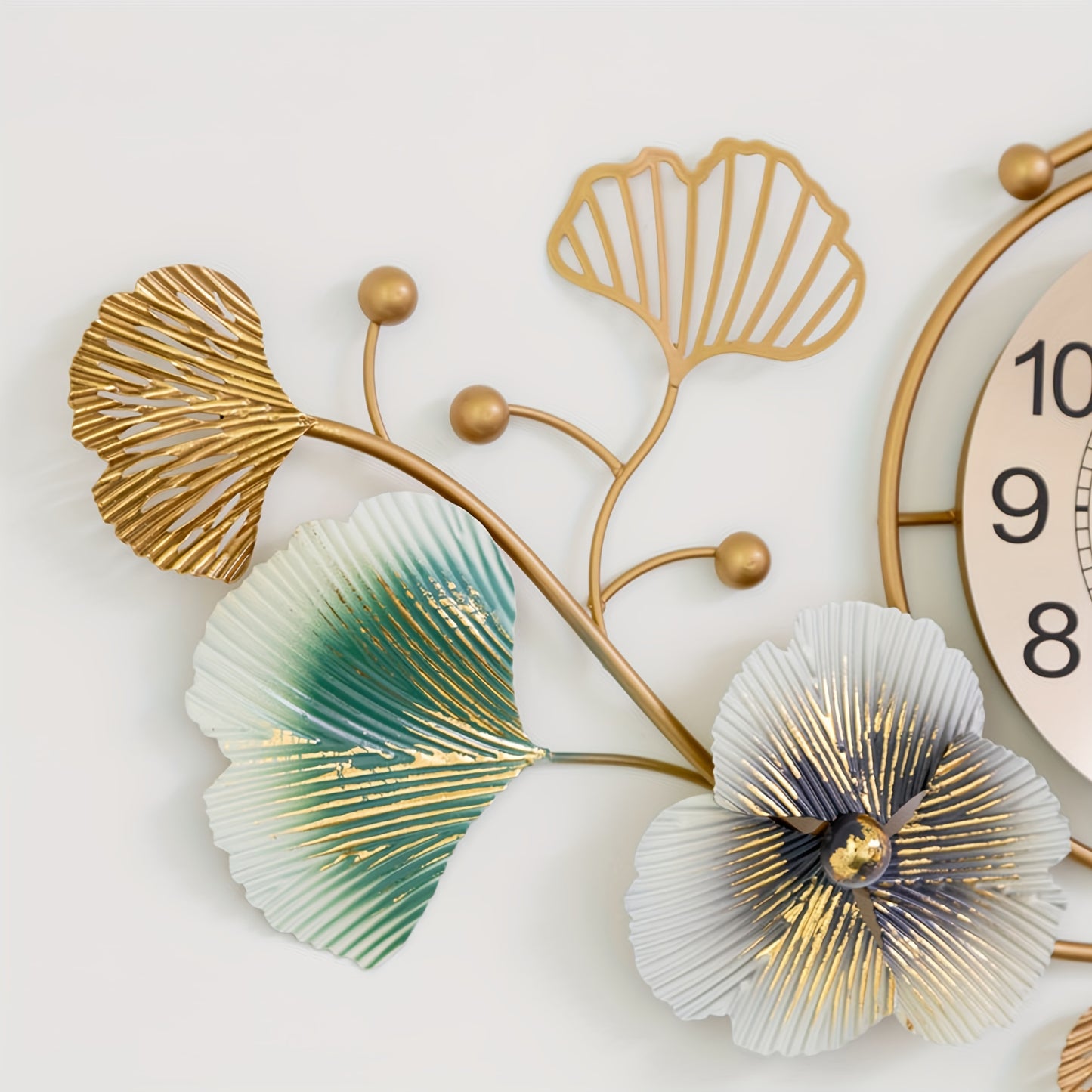 1pc Ginkgo Leaf Metal  Wall Clock