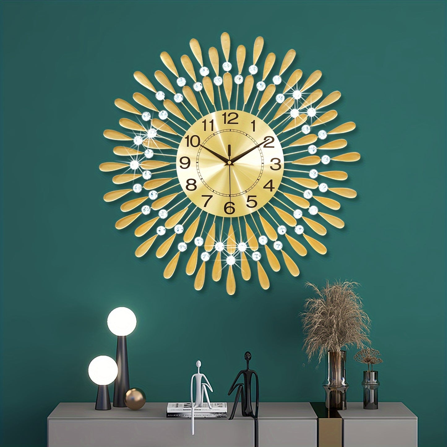 24-Inch Golden Modern Metal Wall Clock with White Numbers & Hands