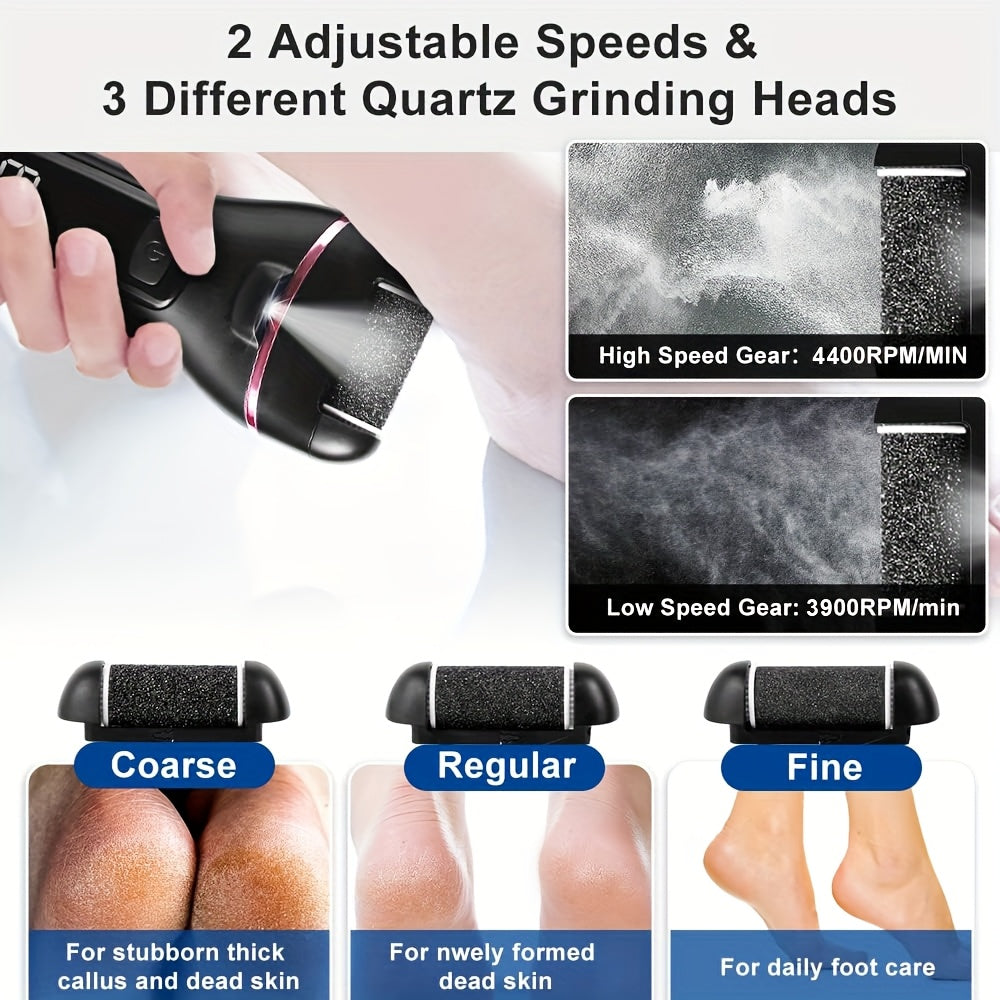 [Rechargeable Callus Remover] 14in1 Rechargeable Electric Feet Callus Remover, Portable Electronic Foot File Pedicure Kits, Foot Scrubber File, , Foot Care  3 Rollers Manicure Nail