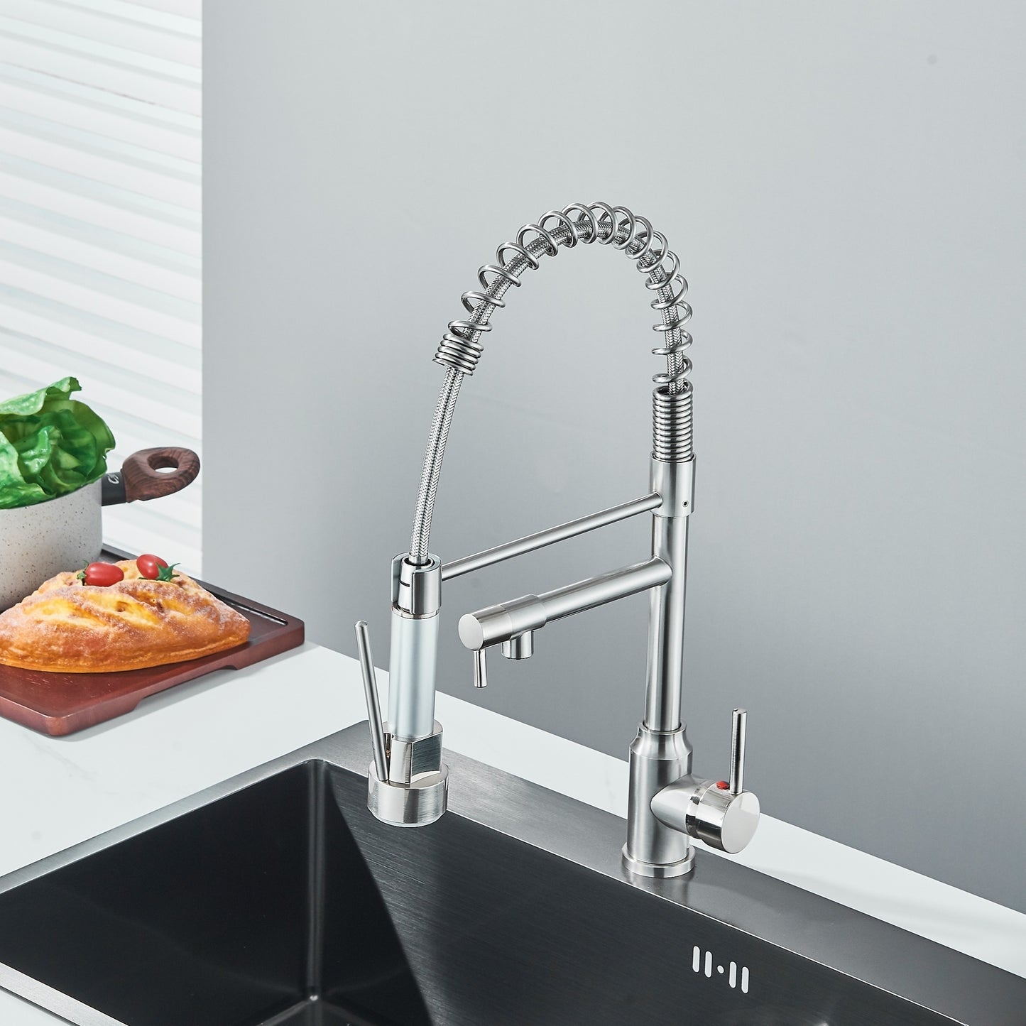 Modern High Arc Kitchen Faucet with Pull-Down Sprayer -