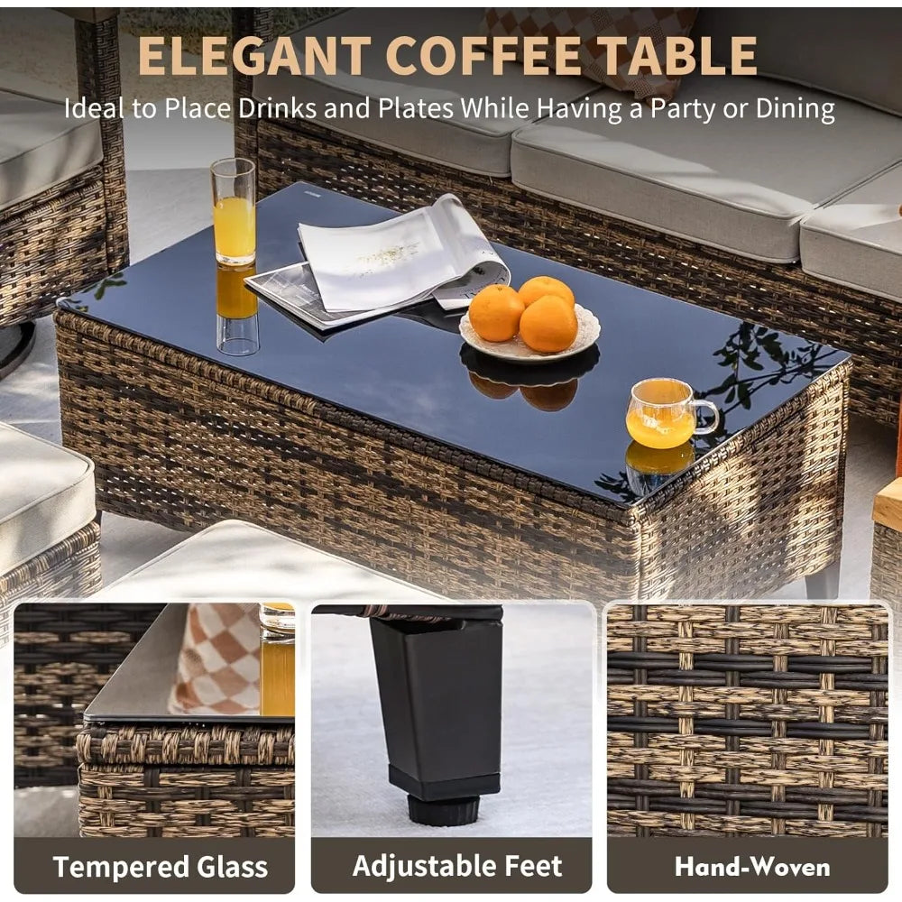 7 Pieces Patio Furniture Sets,PE Wicker Outdoor Furniture