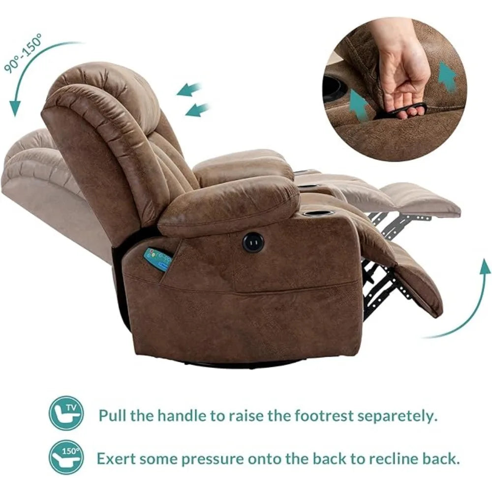 Massage Swivel Rocker Recliner with Heat and Vibration