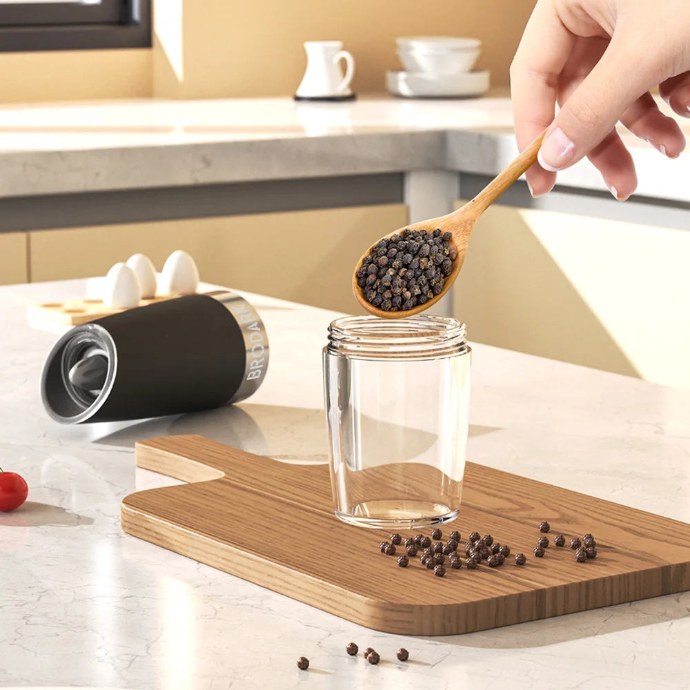 Electric Salt And Pepper Grinder Set, Battery Powered LED Light