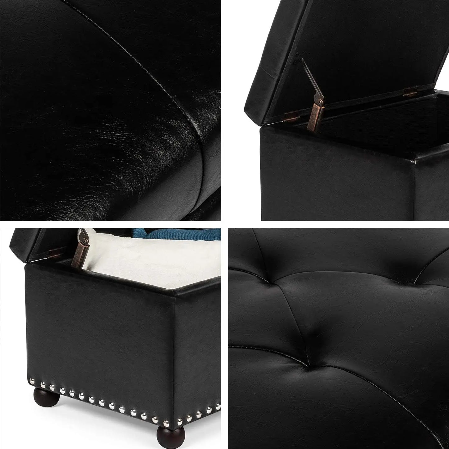 24 " Rectangle Leather Storage Ottoman