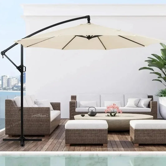Patio Offset Umbrella with Easy Tilt Adjustment, Crank