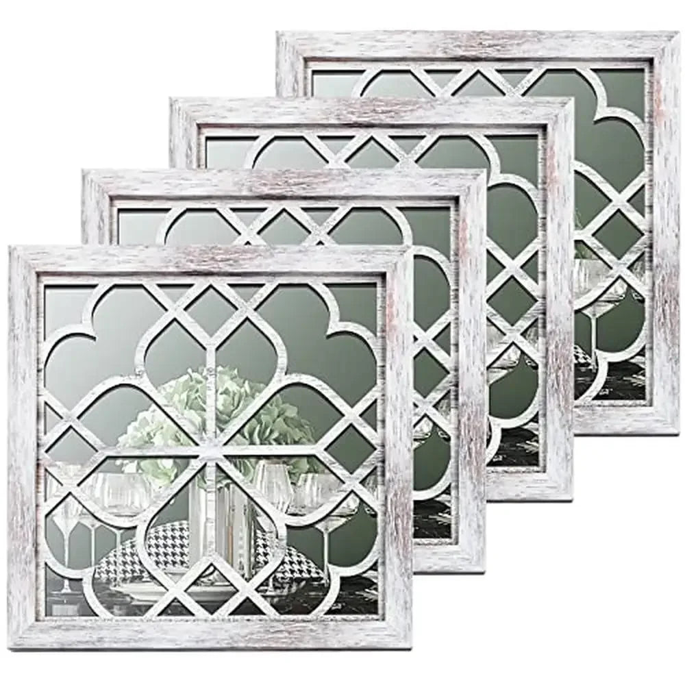 4-Pack Square White mirrors