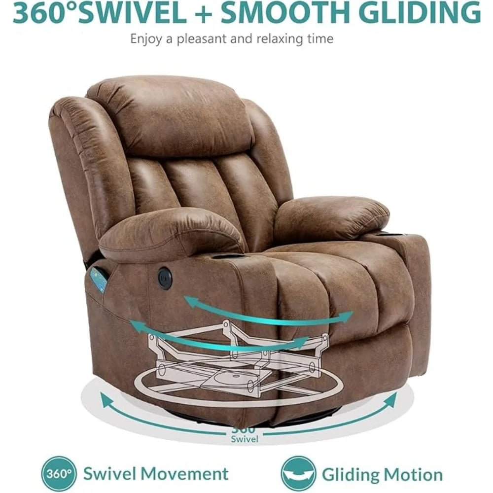 Massage Swivel Rocker Recliner with Heat and Vibration