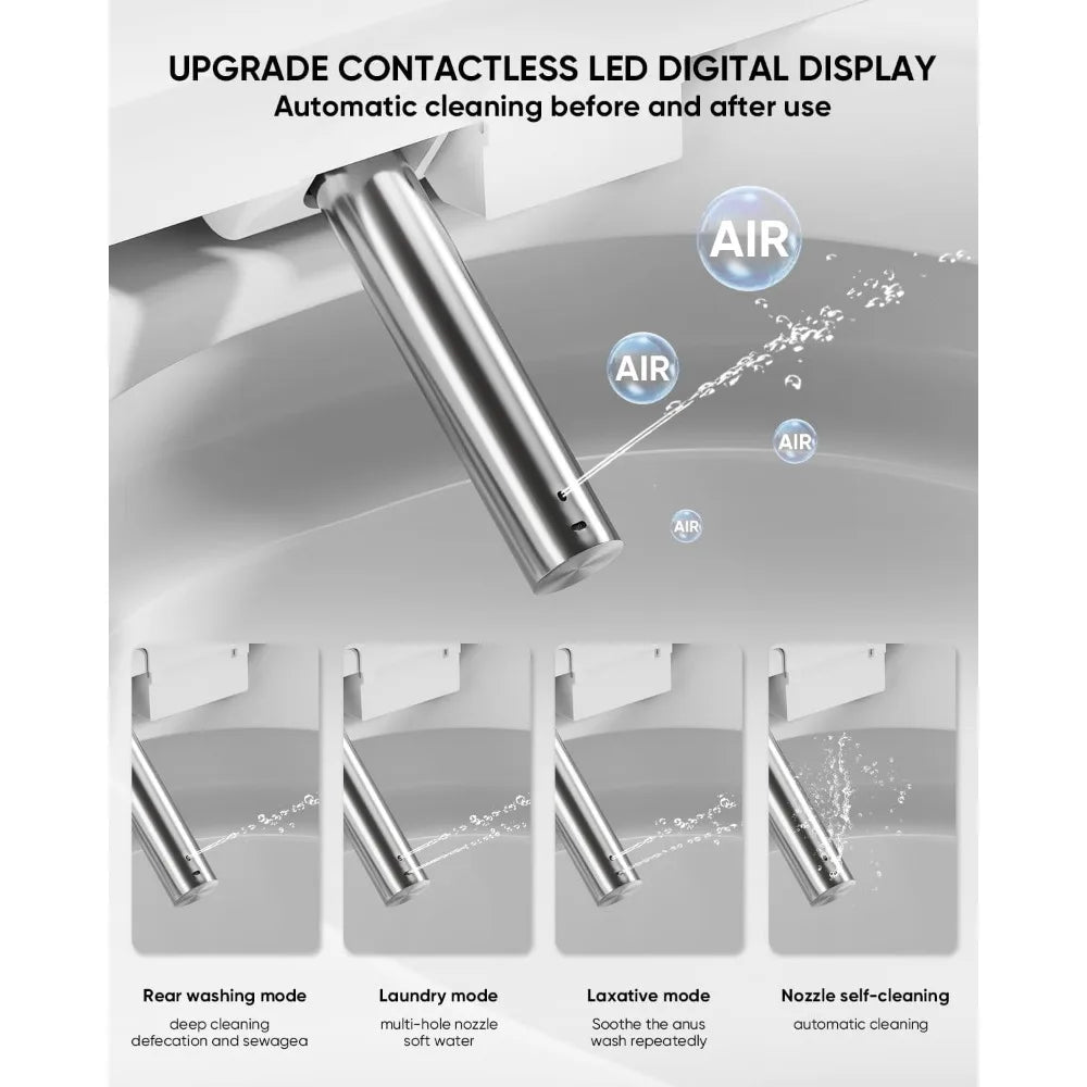 Tankless Toilet with Warm Water Sprayer and Dryer,Heated Bidet LED