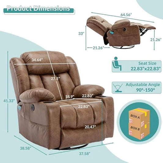 Massage Swivel Rocker Recliner with Heat and Vibration