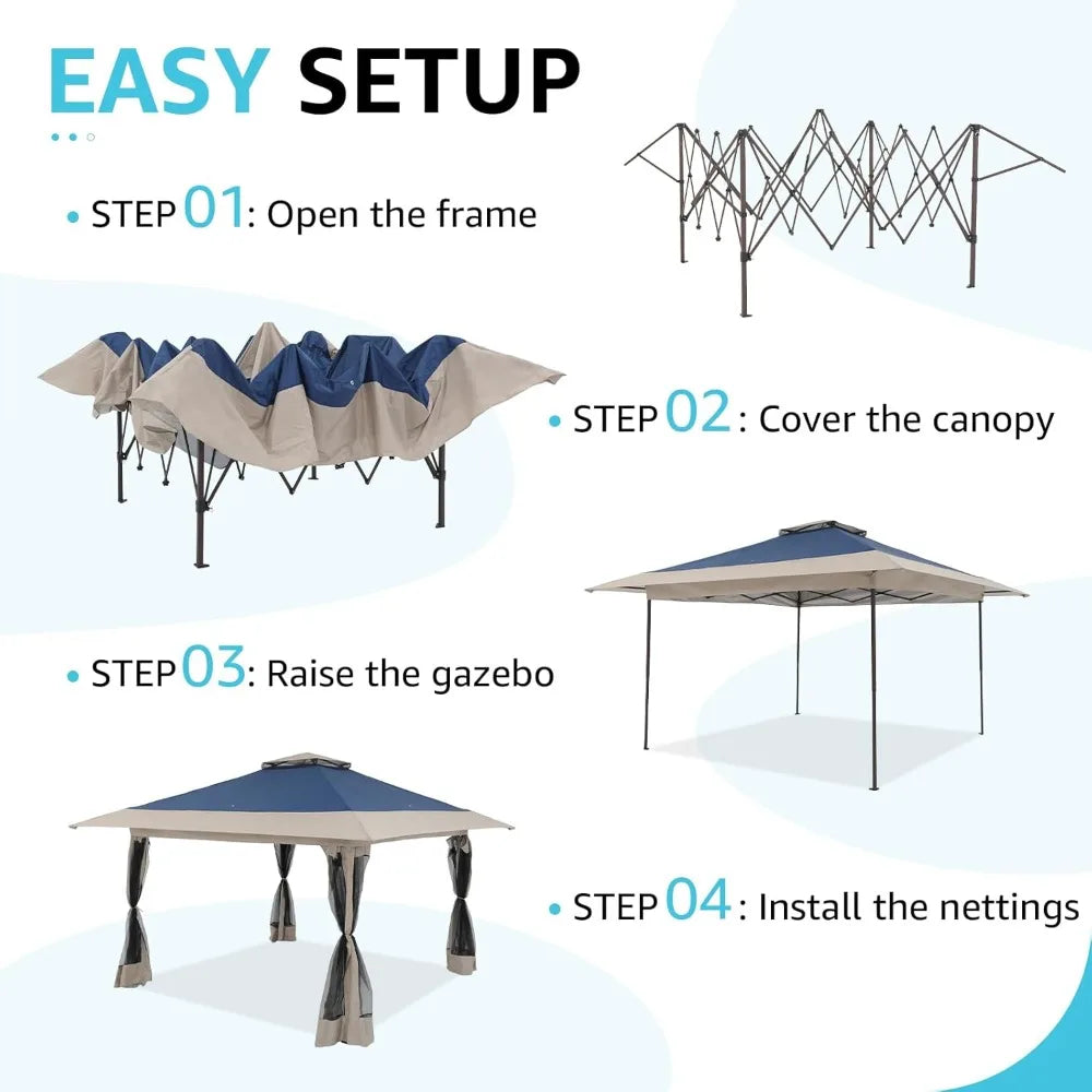 13’x13’ Pop Up Gazebo, Outdoor Canopy Tent