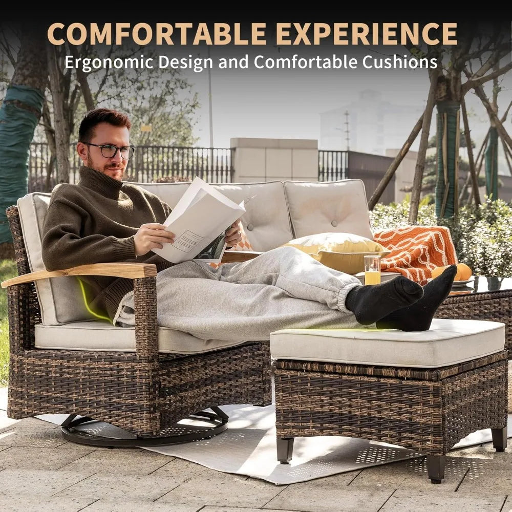 7 Pieces Patio Furniture Sets,PE Wicker Outdoor Furniture