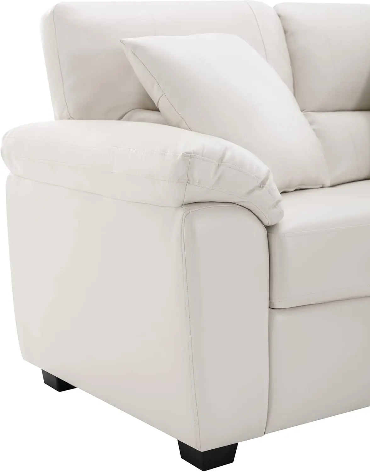 White Leather Love seat and Sofa Set Modern Luxury