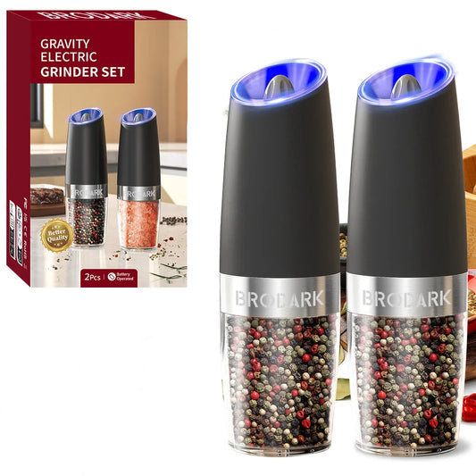 Electric Salt And Pepper Grinder Set, Battery Powered LED Light