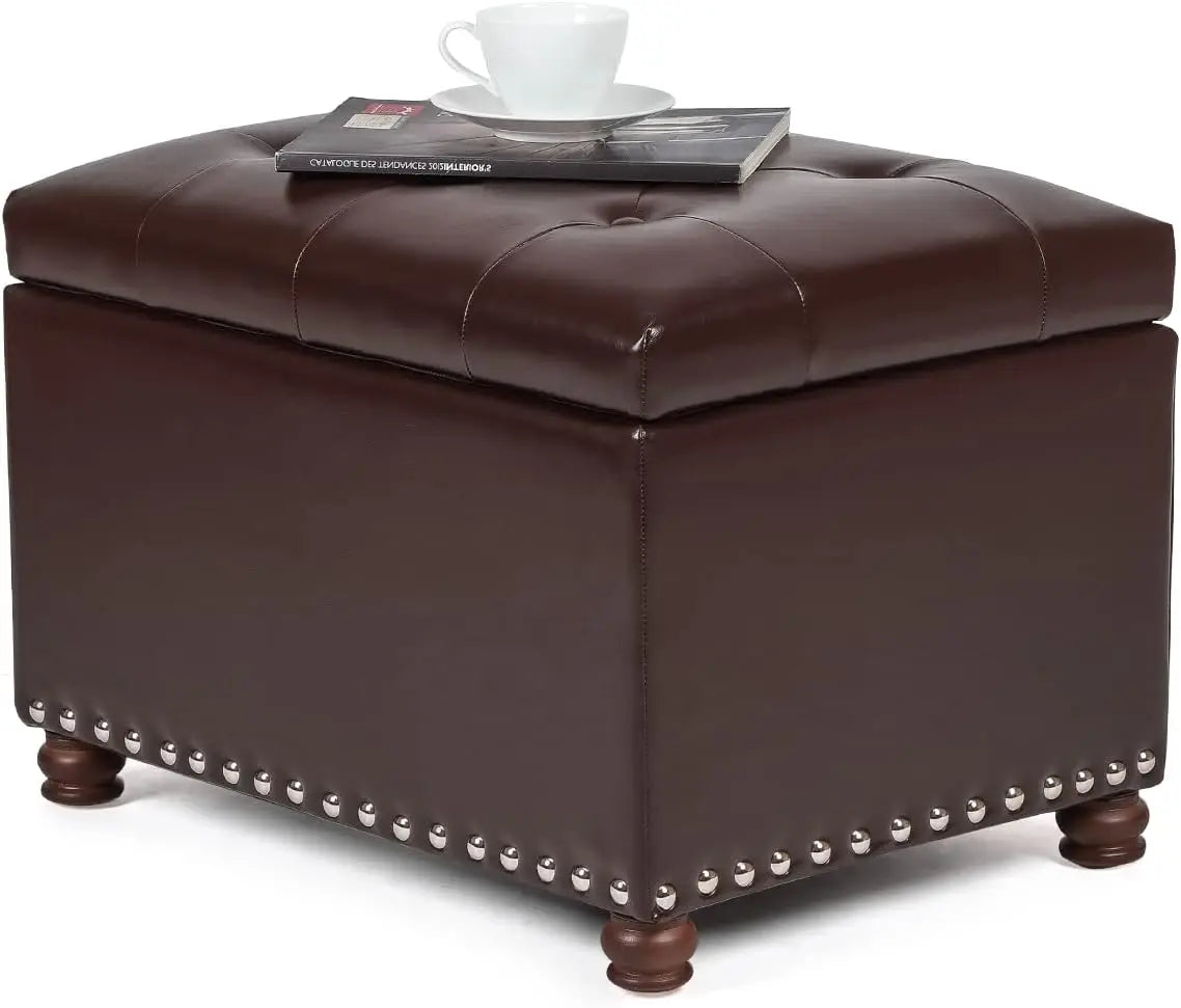 24 " Rectangle Leather Storage Ottoman