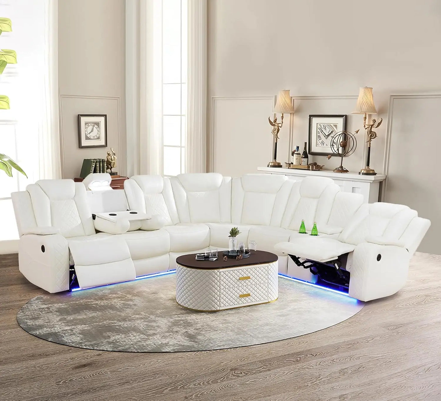 Sectional Reclining sofas with USB Port