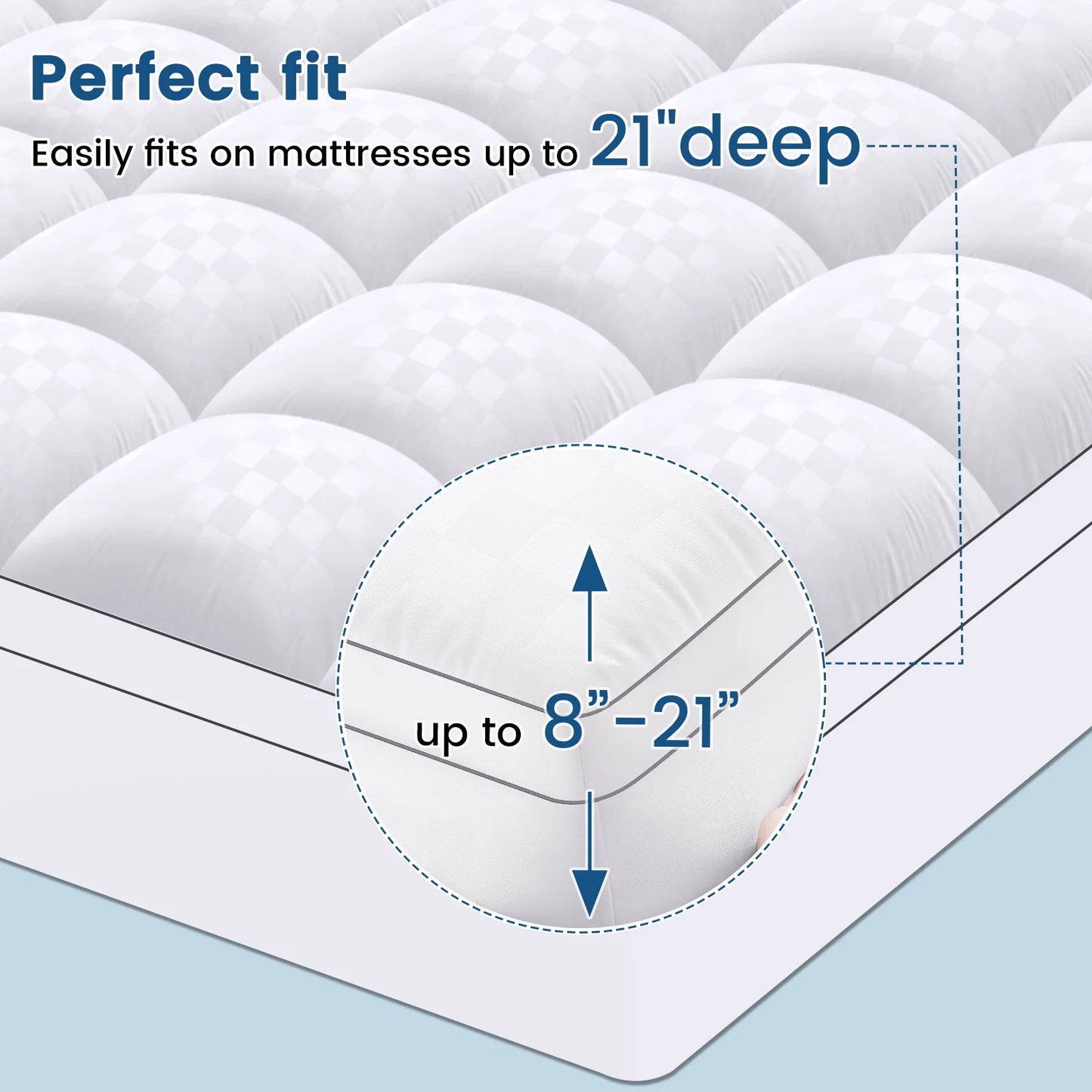 Extra Thick Mattress Pad Cover with 8-21 Inch Deep Pocket