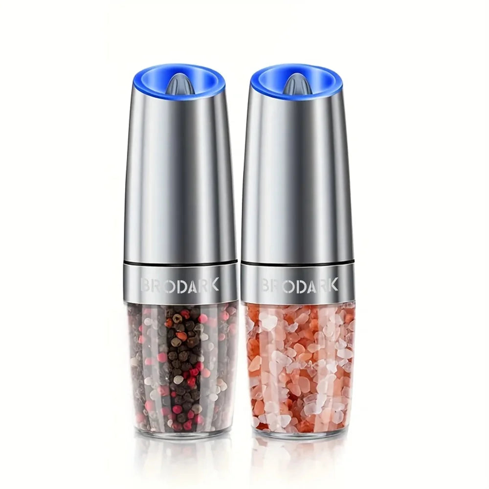 Electric Salt And Pepper Grinder Set, Battery Powered LED Light