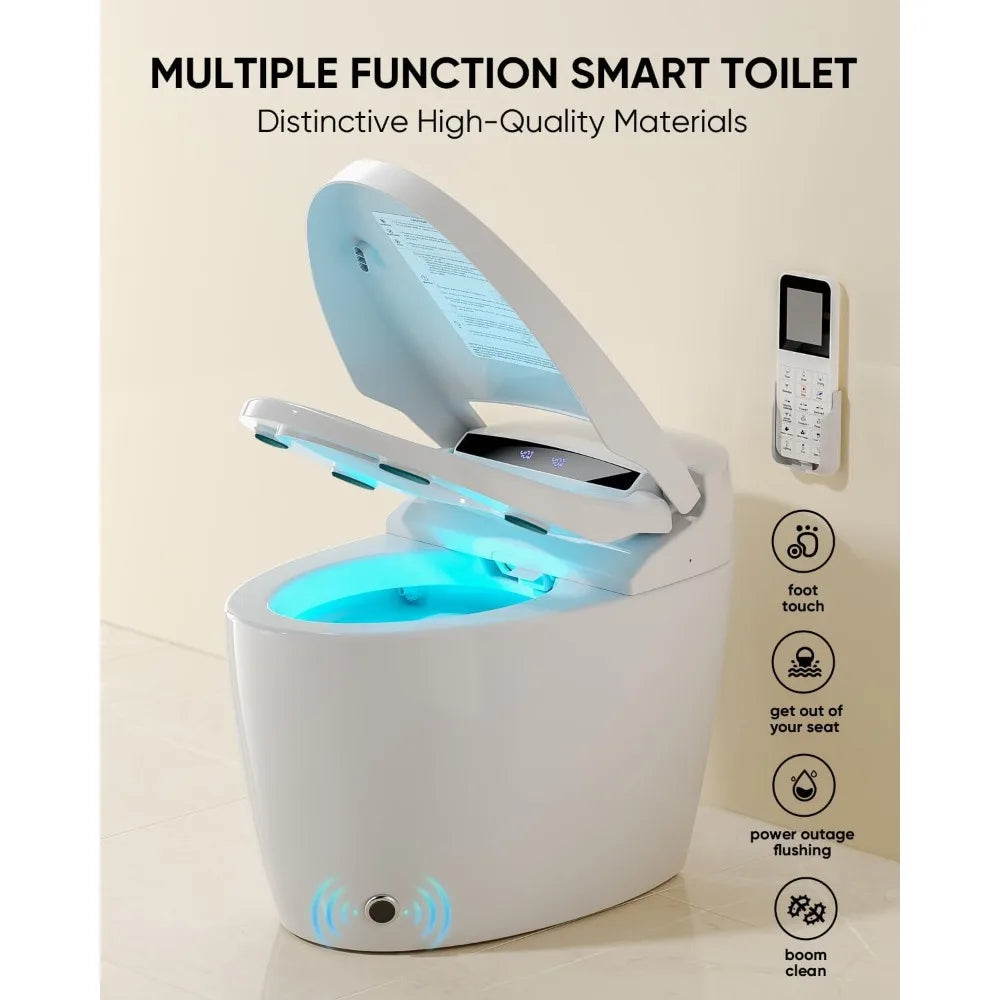 Tankless Toilet with Warm Water Sprayer and Dryer,Heated Bidet LED