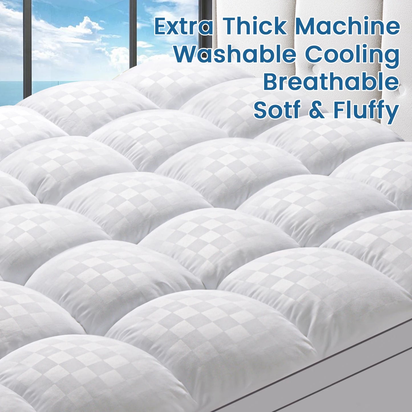 Extra Thick Mattress Pad Cover with 8-21 Inch Deep Pocket