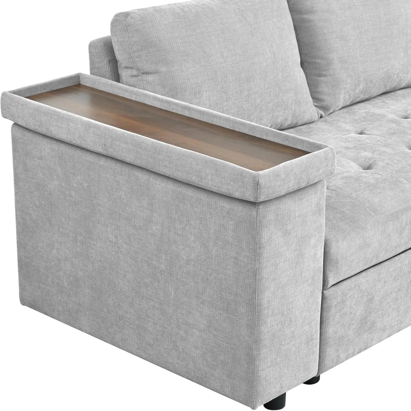 Modern 91.5-Inch L Shaped Sectional, Pull-Out Sofa Bed Sleeper