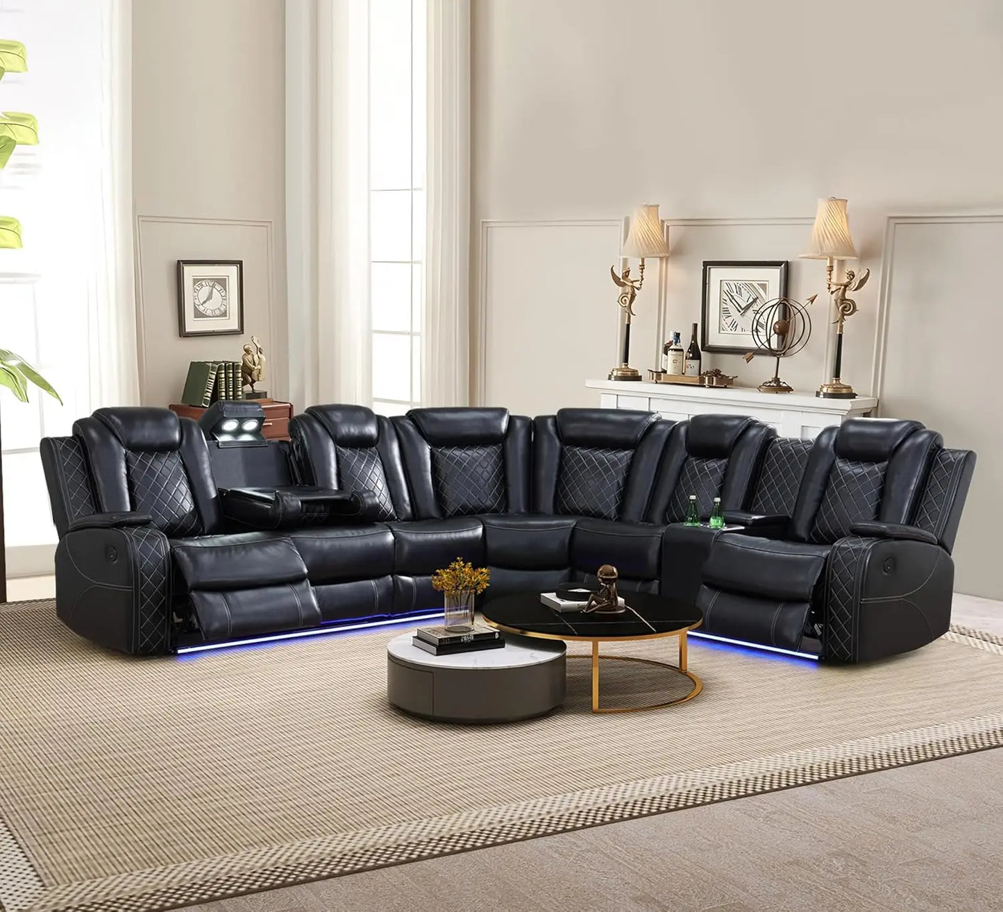 Sectional Reclining sofas with USB Port