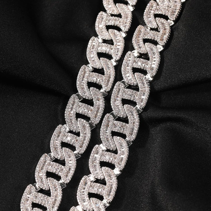 925 Silvery Cuban Chain Necklace, 16mm,