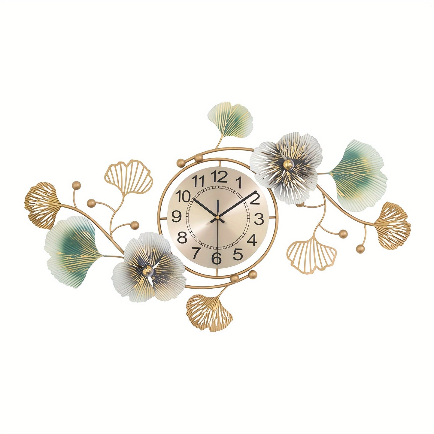 1pc Ginkgo Leaf Metal  Wall Clock