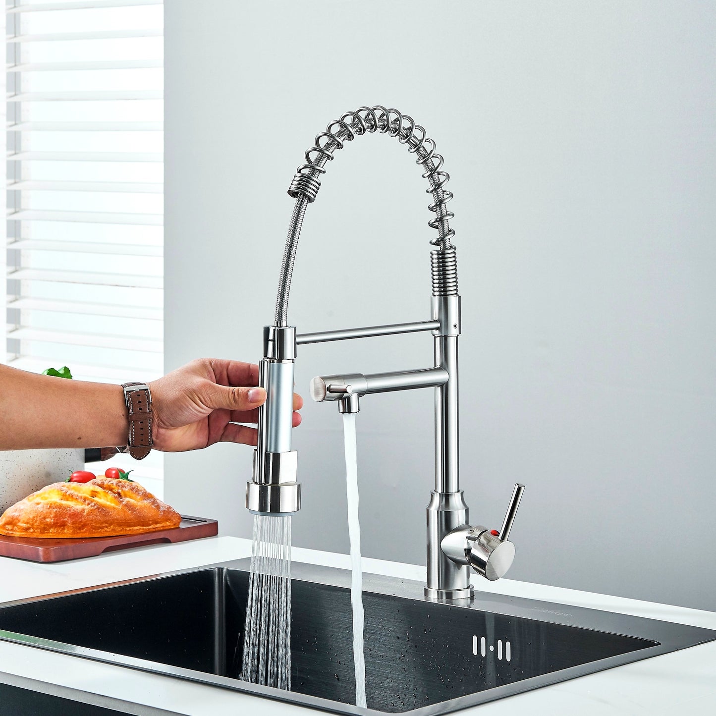 Modern High Arc Kitchen Faucet with Pull-Down Sprayer -