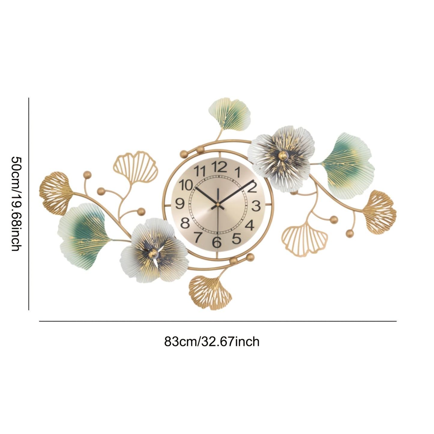 1pc Ginkgo Leaf Metal  Wall Clock