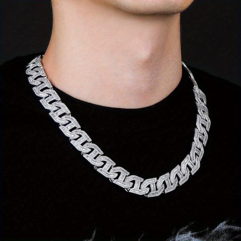 925 Silvery Cuban Chain Necklace, 16mm,
