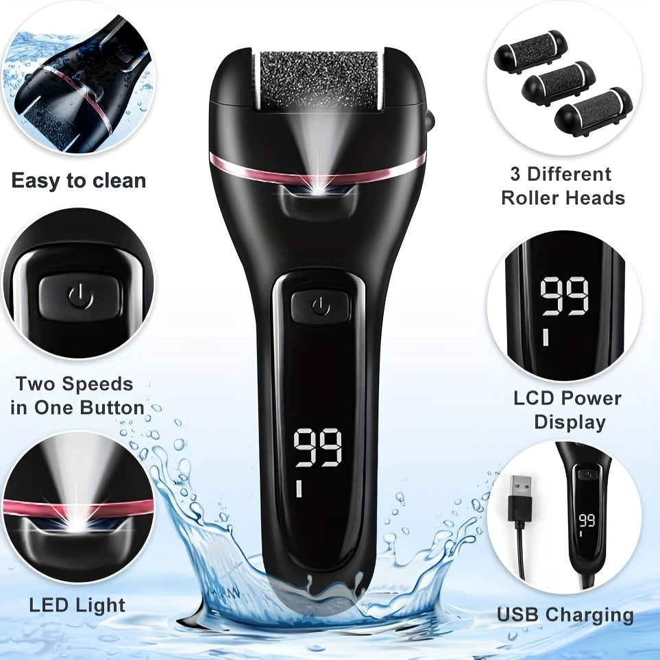 [Rechargeable Callus Remover] 14in1 Rechargeable Electric Feet Callus Remover, Portable Electronic Foot File Pedicure Kits, Foot Scrubber File, , Foot Care  3 Rollers Manicure Nail